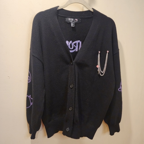Hello Kitty and friends and Forever21 Kuromi Black Cardigan with Chain Detail L - Picture 7 of 12